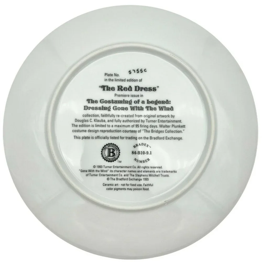 Bradford Exchange The Red Dress Gone With The Wind 1993 Collectors Plate